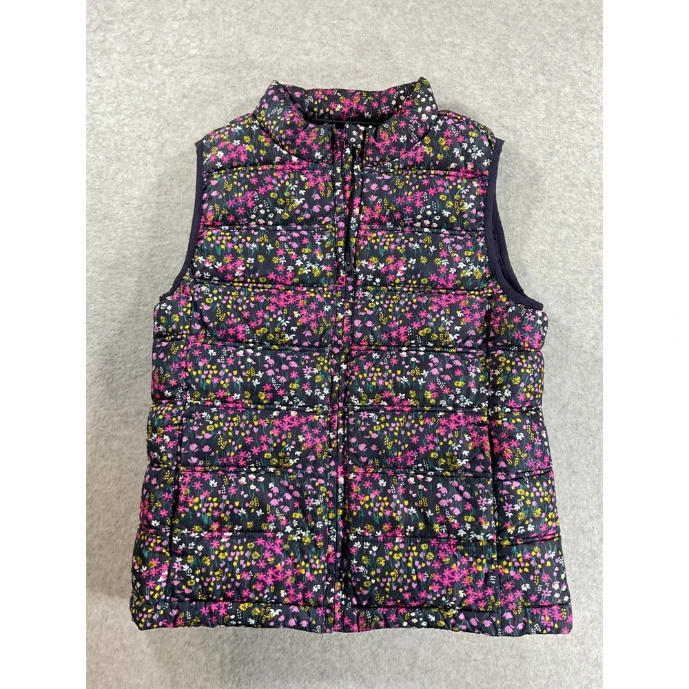 Gap Kids ColdControl Puffer Vest XXL 14-16 Navy Pink Floral Quilted Vest 2239
